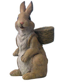 China Cute Rabbit Backpack Outdoor Cement Garden Planters In Resin Material supplier