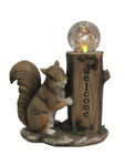 Classical Squirrel Welcome Garden Solar Light , Animal Solar Lights Outdoor With Glass Ball