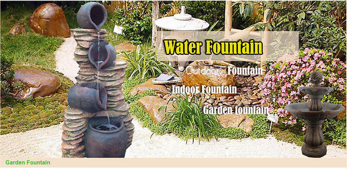 Customized Size Outdoor Stone Fountains , Rock Garden Fountain In Grey Color