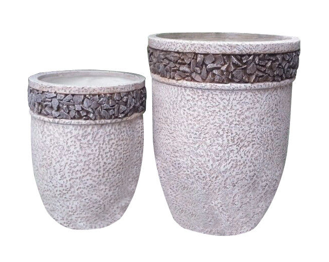 Contemporary Round Cement Garden Planters Cement Flower Pots For Courtyard / House