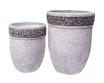 China Contemporary Round Cement Garden Planters Cement Flower Pots For Courtyard / House supplier